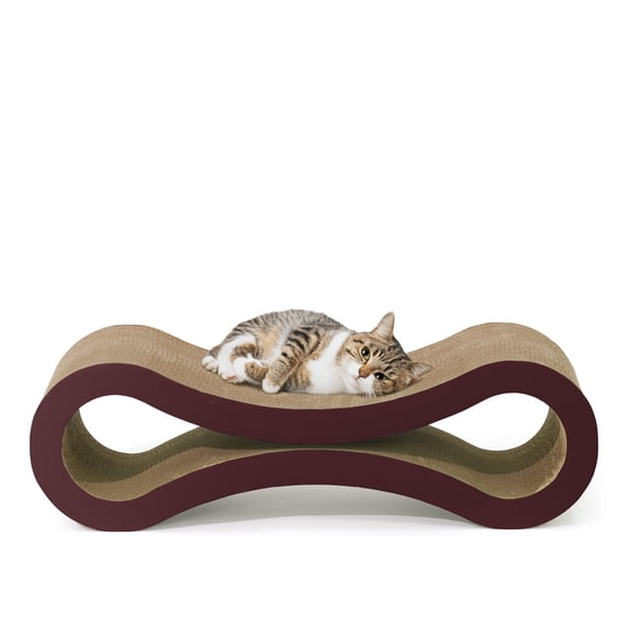 CAPHAUS Infinity Cat Scratcher Lounger, Reversible Scratcher, Large Cat Scratching Pad, Cat Scratching Board, Scratch Pad for Indoor Cats, Brown