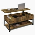 thumbnail image 1 of CAPHAUS Lift Top Coffee Table w/ Storage, Coffee Table w/ Bottom Open Shelf, Storage Coffee Table w/ Lift Top for Living Room, Rising Top Coffee Table w/ Hidden Compartment Storage, 41" Rustic Oak, 1 of 8