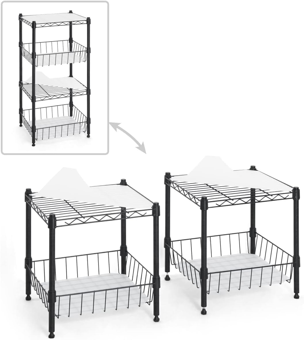 CAPHAUS NSF Adjustable 2 to 4 Tier Stackable Wire Shelving Unit w