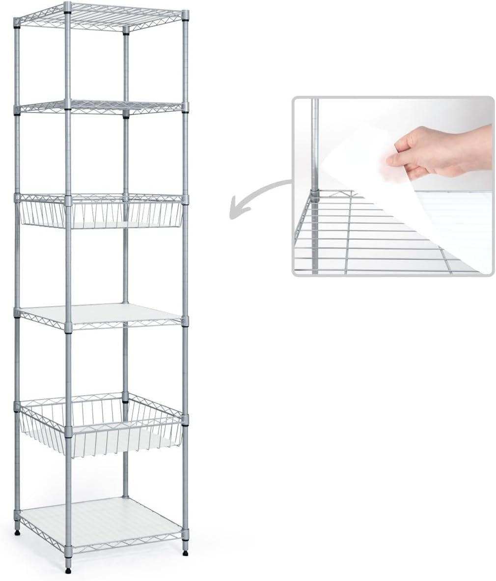 CAPHAUS NSF Adjustable 6 Tier Wire Shelving Unit W Basket Liner caphaus-nsf-adjustable-6-tier-wire-shelving-unit-w-basket-liner