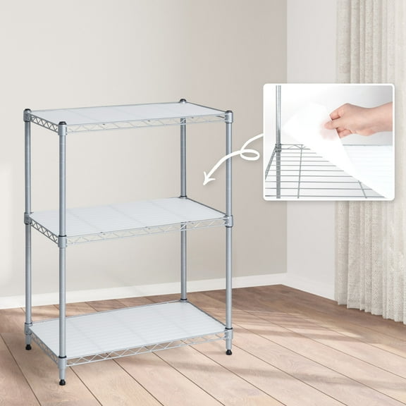 CAPHAUS NSF Adjustable Shelves Metal Wire Shelving Unit w/ Liners, Kitchen Storage Shelving, Metal Steel Storage Shelving, Garage Shelving Storage Organizer, Utility Shelf, 3-Tier No Wheels, Silver