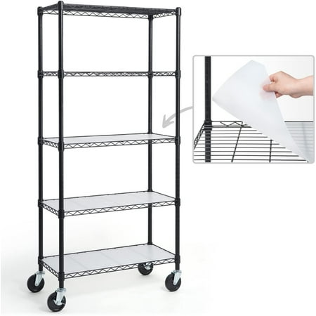 CAPHAUS NSF Commercial Grade Heavy Duty Wire Shelving w/ Wheels, Leveling Feet & Liners, Storage Metal Shelf, Garage Shelving Storage, Utility Wire Rack Storage Shelves, w/ Liner, 30 x 14 x 64 5-Tier