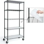 CAPHAUS NSF Commercial Grade Heavy Duty Wire Shelving w/ Wheels, Leveling Feet & Liners, Storage Metal Shelf, Garage Shelving Storage, Utility Wire Rack Storage Shelves, w/ Liner, 36 x 18 x 76 5-Tier