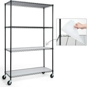 CAPHAUS NSF Commercial Grade Heavy Duty Wire Shelving w/ Wheels, Leveling Feet & Liners, Storage Metal Shelf, Garage Shelving Storage, Utility Wire Rack Storage Shelves, w/ Liner, 48 x 18 x 76 4-Tier