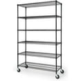 thumbnail image 1 of CAPHAUS NSF Heavy Duty Commercial Adjustable Wire Shelving w/ Wheels & Leveling Feet, Kitchen Storage Metal Shelf, Garage Storage Shelving, Utility Wire Rack Storage Unit, Black 48 x 18 x 76 6-Tier, 1 of 9