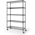 thumbnail image 1 of CAPHAUS NSF Heavy Duty Commercial Adjustable Wire Shelving w/ Wheels & Leveling Feet, Kitchen Storage Metal Shelf, Garage Storage Shelving, Utility Wire Rack Storage Unit, Black 48 x 18 x 76 5-Tier, 1 of 9