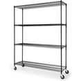 thumbnail image 1 of CAPHAUS NSF Heavy Duty Commercial Adjustable Wire Shelving w/ Wheels & Leveling Feet, Kitchen Storage Metal Shelf, Garage Storage Shelving, Utility Wire Rack Storage Unit, Black 60 x 18 x 76 4-Tier, 1 of 9
