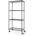 thumbnail image 1 of CAPHAUS NSF Heavy Duty Commercial Adjustable Wire Shelving w/ Wheels & Leveling Feet, Kitchen Storage Metal Shelf, Garage Storage Shelving, Utility Wire Rack Storage Unit, Black 36 x 18 x 76 4-Tier, 1 of 9