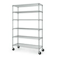 thumbnail image 1 of CAPHAUS NSF Heavy Duty Commercial Adjustable Wire Shelving w/ Wheels & Leveling Feet, Kitchen Storage Metal Shelf, Garage Storage Shelving, Utility Wire Rack Storage Unit, Silver 48 x 18 x 76 6-Tier, 1 of 8