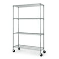 thumbnail image 1 of CAPHAUS NSF Heavy Duty Commercial Adjustable Wire Shelving w/ Wheels & Leveling Feet, Kitchen Storage Metal Shelf, Garage Storage Shelving, Utility Wire Rack Storage Unit, Silver 48 x 18 x 76 4-Tier, 1 of 8