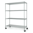 thumbnail image 1 of CAPHAUS NSF Heavy Duty Commercial Adjustable Wire Shelving w/ Wheels & Leveling Feet, Kitchen Storage Metal Shelf, Garage Storage Shelving, Utility Wire Rack Storage Unit, Silver 60 x 24 x 76 4-Tier, 1 of 8