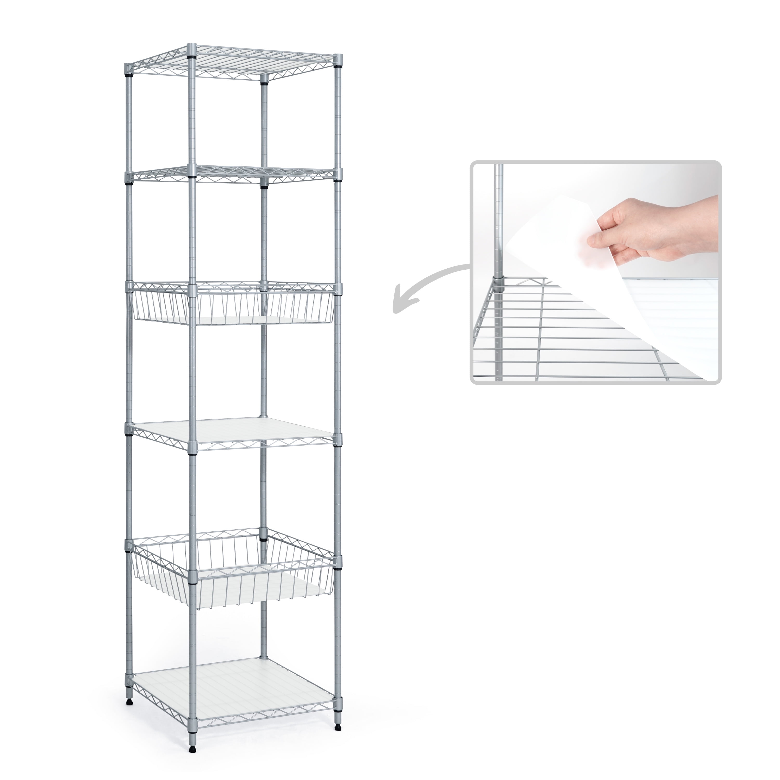 CAPHAUS NSF Wire Shelving Unit w/ Baskets & Liner, Storage Rack Corner ...