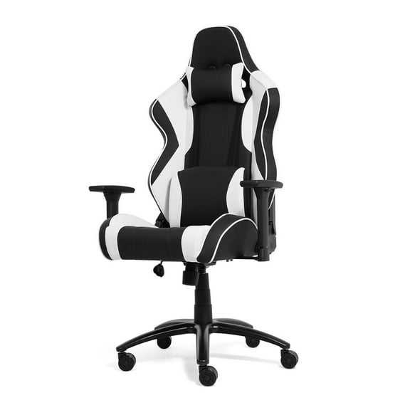 CAPHAUS Pro Gaming Chair with Upgraded Cylinder/3D Armrest, Racing Video Game Chair, Ergonomic Leather Office Chair, Adjustable Height Swivel Recliner with Memory Foam Headrest/Lumbar Support, White