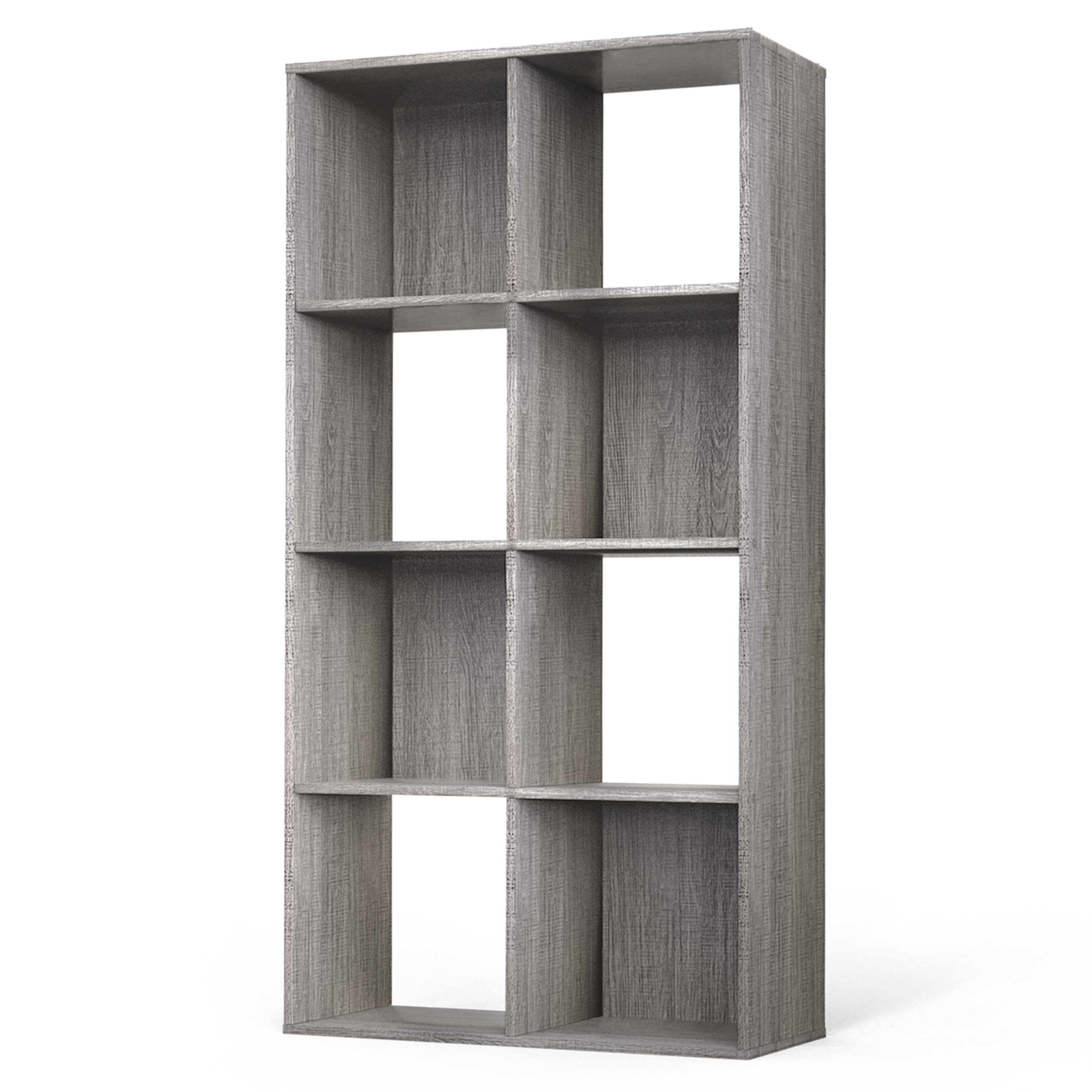 CAPHAUS Sturdy Room 11-Inch Cube Storage Organizer Shelf, with Thick Exterior Edge, Storage Shelf Divider w/ Back, Bookcase, 8-Cube, Greige Oak