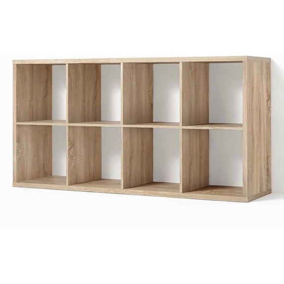 CAPHAUS Sturdy Room 13-Inch Cube Storage Organizer Shelf, with Extra Thick Exterior Edge, Open Storage Shelf Divider, Bookcase, 8-Cube, Natural Oak
