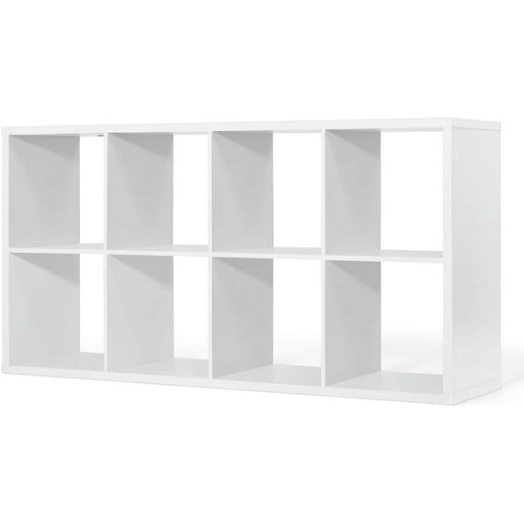 CAPHAUS Sturdy Room 13-Inch Cube Storage Organizer Shelf, with Extra Thick Exterior Edge, Open Storage Shelf Divider, Bookcase, 8-Cube, White