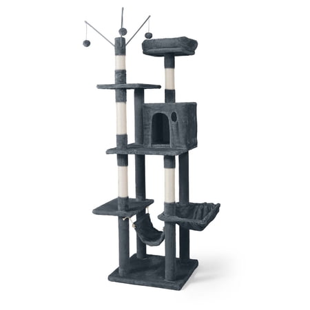 CAPHAUS Tall Cat Tree for Indoor Cats, Modern Cute 70-Inch Cat Climbing Play Tower with Top Perch for Large Cats Kittens, Multi-Level Cat Activity Tree w Scratching Posts, Hammock, Cat Cave Condo
