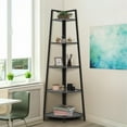 thumbnail image 1 of CAPHAUS Tall Corner Shelf Stand, 5-Tier Display Shelves, Ladder Corner Wood Storage Plant Bookshelf with Metal Frame, Versatile Shelving Unit Bookcase for Home Office Space, Dark Grey, 1 of 8