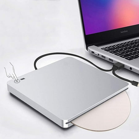 CAPIVO External DVD Drive, USB 3.0 and Type-C CD DVD Drive Player Ultra Slim Slot-in CD DVD Burner with Smart Touch Compatible with Windows XP/7/8/10, Mac OS for MacBook, Laptop, PC