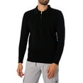 thumbnail image 1 of CAPO Egyptian Cotton Longsleeved Zip Polo Shirt, Black, 1 of 6