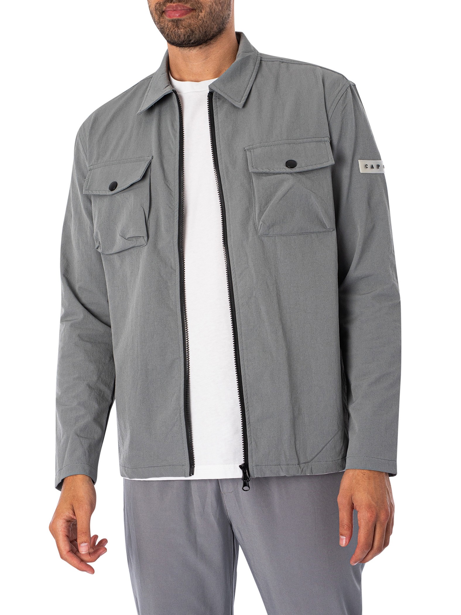 CAPO Slim Chest Button Jacket, Grey