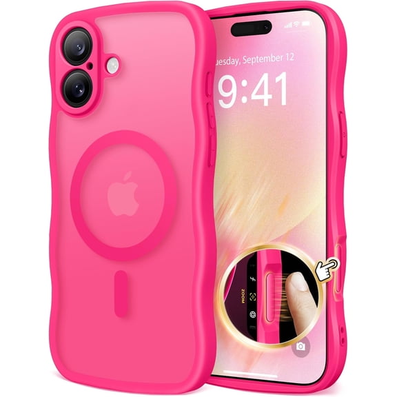 CAPRARO Fashion Cell Phone Case for iPhone 16, Cute Wave Translucent Matte Cell Phone Case