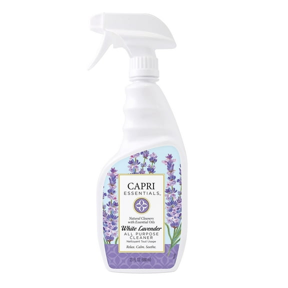 Capri Essentials All Purpose Cleaning Spray - White Lavender - Plant Based Kitchen Counter Surface Cleaner with Mood Boosting Essential Oils (23 fl. oz)