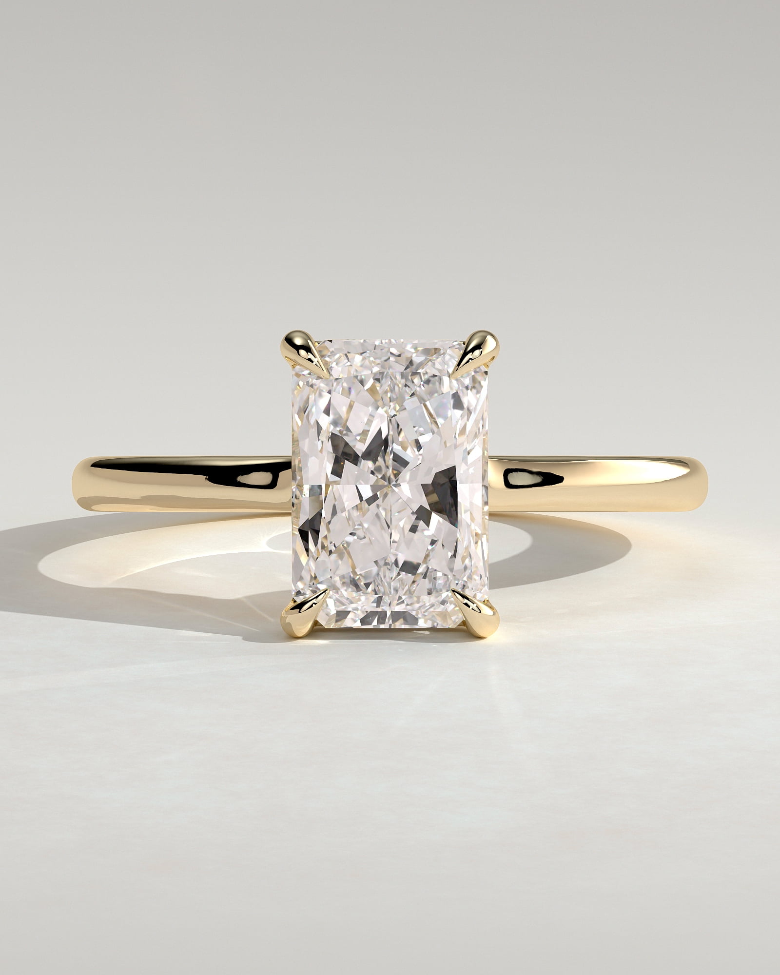 CAPRICARATS 2.00Ct Radiant Cut Moissanite Floating Low-Set Solitaire Engagement Ring – Hidden Halo Flush Design in 10K Yellow Gold for Women