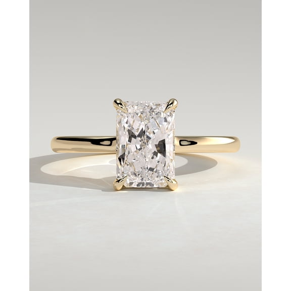 CAPRICARATS 2.00Ct Radiant Cut Moissanite Floating Low-Set Solitaire Engagement Ring – Hidden Halo Flush Design in 10K Yellow Gold for Women