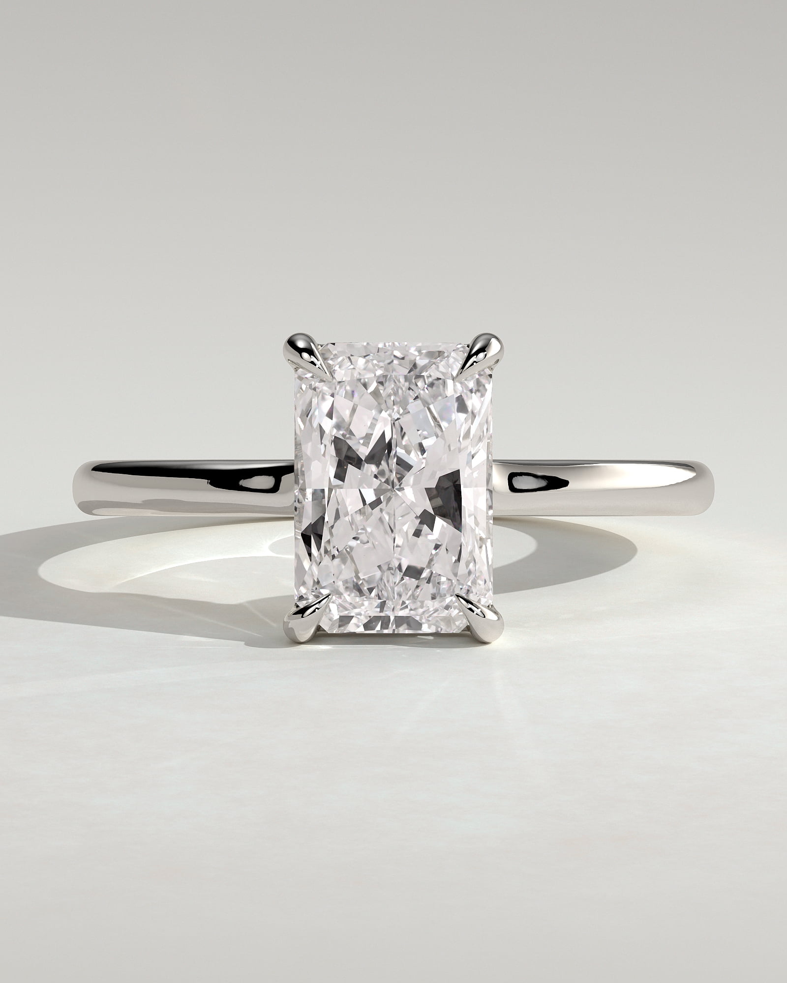 CAPRICARATS 2.00Ct Radiant Cut Moissanite Floating Low-Set Solitaire Engagement Ring – Hidden Halo Flush Design in 14K White Gold for Women