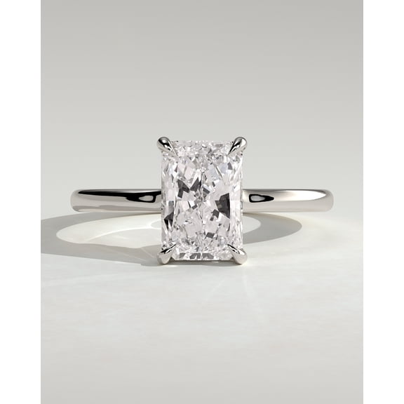 CAPRICARATS 2.00Ct Radiant Cut Moissanite Floating Low-Set Solitaire Engagement Ring – Hidden Halo Flush Design in 14K White Gold for Women