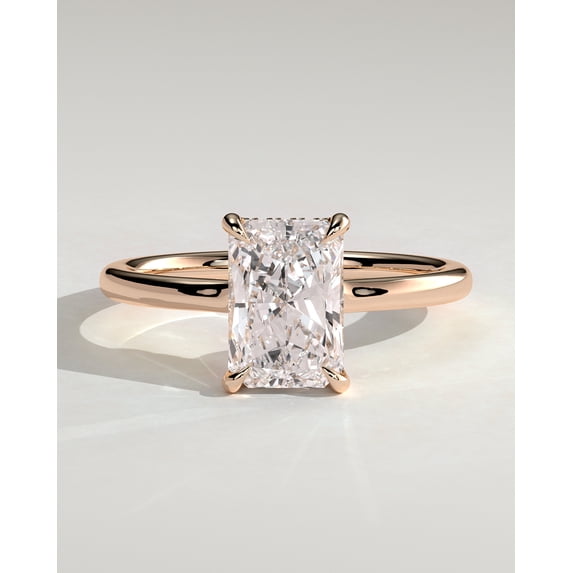 CAPRICARATS 2.00Ct Radiant Cut Moissanite Floating Low-Set Solitaire Engagement Ring – Hidden Halo Flush Design in 18K Rose Gold for Women