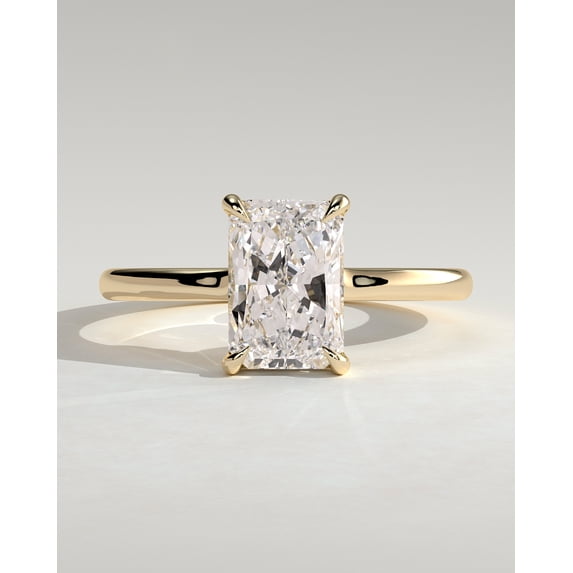 CAPRICARATS 2.00Ct Radiant Lab Grown Diamond Solitaire Engagement Ring, Hidden Halo, 10K Yellow Gold