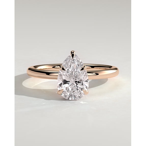 CAPRICARATS 3.00 Ct Pear Cut Moissanite Solitaire Engagement Ring, Hidden Halo, 14K Rose Gold