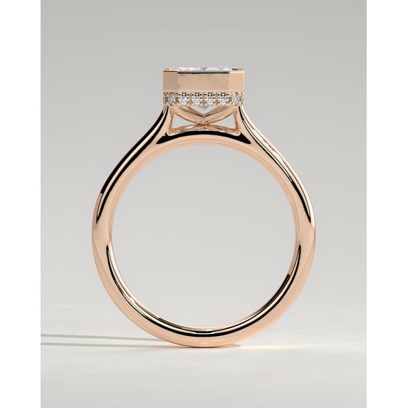 CAPRICARATS 3.00Ct Lab Grown Radiant Diamond Bezel Set Ring, Hidden Halo Cathedral, 14K Rose Gold