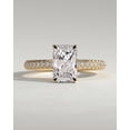 thumbnail image 1 of CAPRICARATS 3.00Ct Radiant Cut Lab Grown Diamond Triple Pave Ring, Hidden Halo, 14K Yellow Gold, 1 of 6