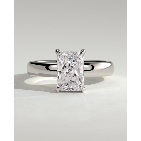 CAPRICARATS 3.00Ct Radiant Cut Moissanite Engagement Ring, Hidden Halo & Cigar Band, 14K White Gold