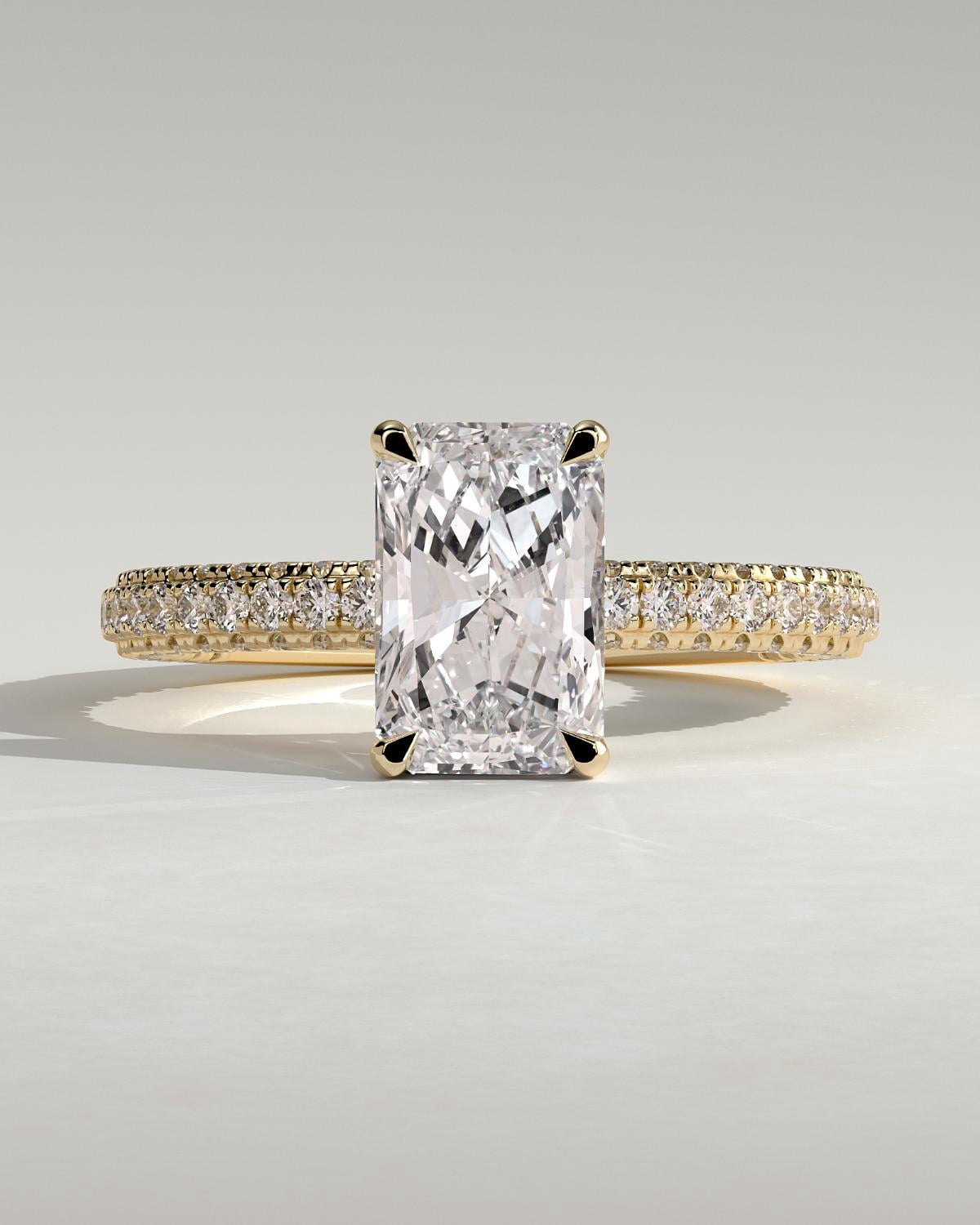 CAPRICARATS 3.00Ct Radiant Cut Moissanite Engagement Ring, Triple Pave ...