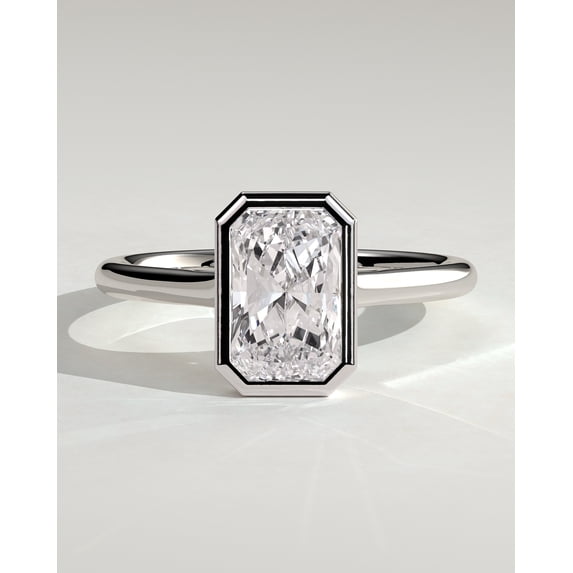 CAPRICARATS 3.00Ct Radiant Cut Moissanite Solitaire Engagement Ring, Open Cathedral, 10K White Gold