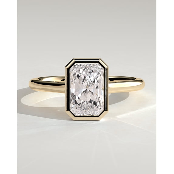 CAPRICARATS 3.00Ct Radiant Cut Moissanite Solitaire Engagement Ring, Open Cathedral, 10K Yellow Gold