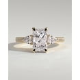 thumbnail image 1 of CAPRICARATS 3.00Ct Radiant Cut Moissanite Trilogy Engagement Ring, Pave Band, 18K Yellow Gold, 1 of 5