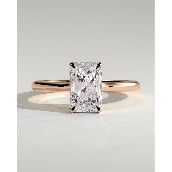 CAPRICARATS 3.00Ct Radiant Lab Grown Diamond Engagement Ring, Hidden Halo Cathedral, 18K Rose Gold