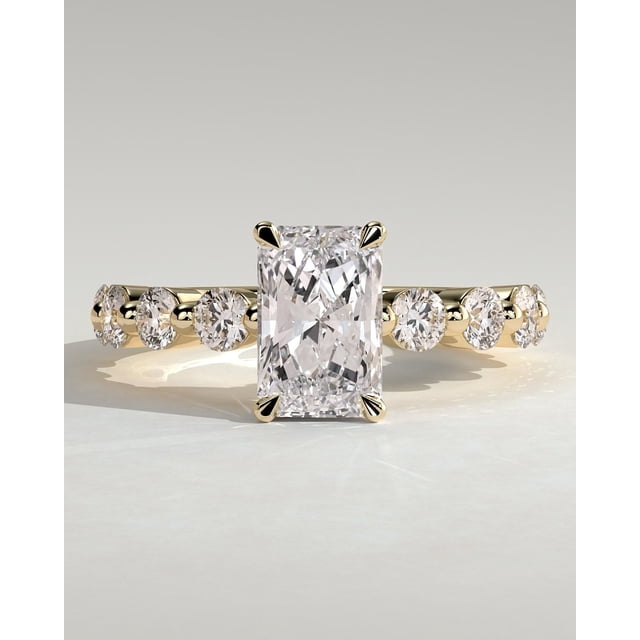 Radient Yellow CAPRICARATS 3.00Ct Radiant Lab Grown Diamond Engagement Ring, Pave and ...