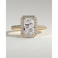 thumbnail image 1 of CAPRICARATS 3.00Ct Radiant Lab Grown Diamond Halo Engagement Ring, Pave Cathedral, 10K Yellow Gold, 1 of 6
