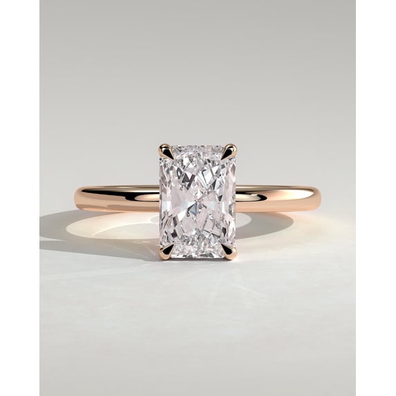 CAPRICARATS 3.00Ct Radiant Moissanite Engagement Ring, Hidden Halo, 14K Rose Gold