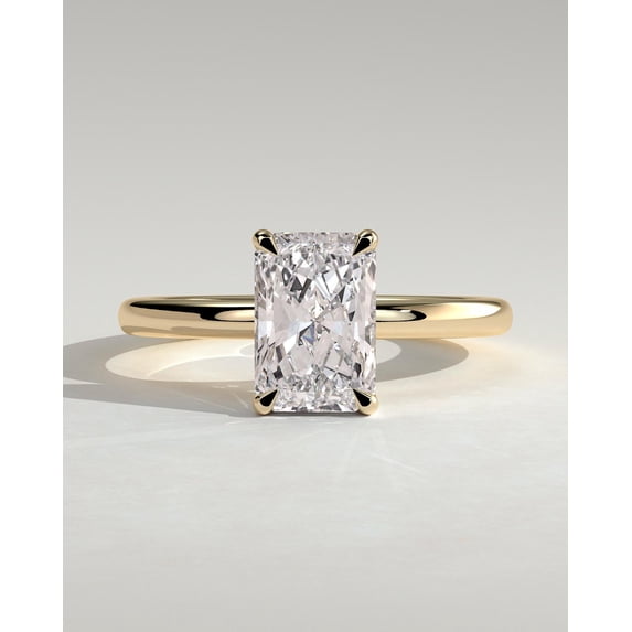 CAPRICARATS 3.00Ct Radiant Moissanite Engagement Ring, Hidden Halo, 14K Yellow Gold