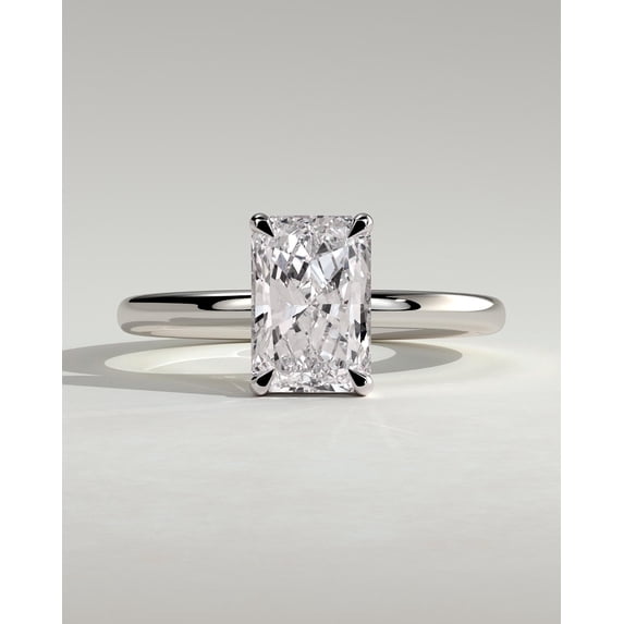 CAPRICARATS 3.00Ct Radiant Moissanite Engagement Ring, Hidden Halo, 18K White Gold