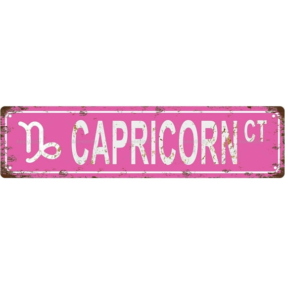 CAPRICORN Star Sign Zodiac Sign Vintage Metal Tin Sign, Street Sign, Home Decor, Room Decor, Wall Decor, Bathroom Decor, Bar Decor, Cafe Decor, Garage Decor, 16 x 4 Inch