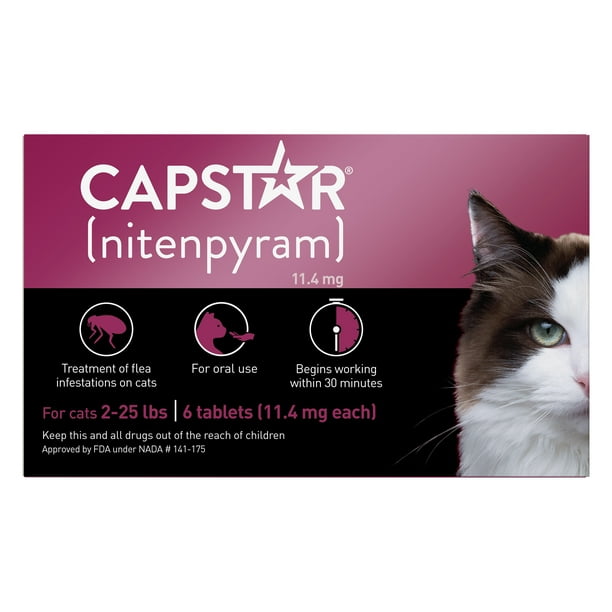 CAPSTAR Nitenpyram Fast Acting Oral Flea Treatment for Cats 2 25 lbs 6 Tablets 11.4 mg Walmart Business Supplies