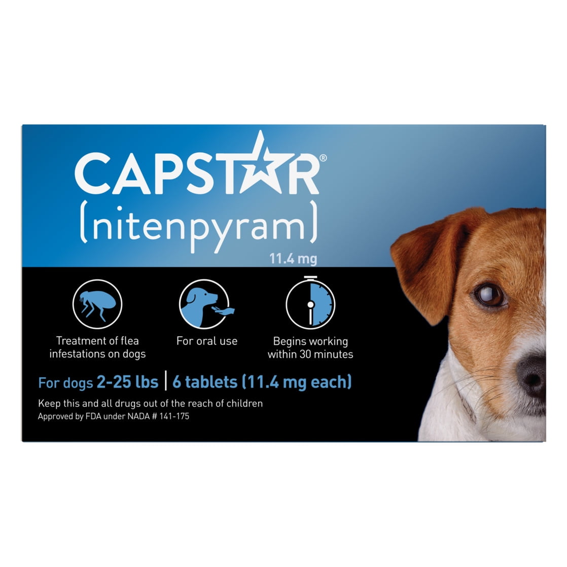 CAPSTAR (Nitenpyram) Fast-Acting Oral Flea Treatment for Small Dogs (2-25 lbs), 6 Tablets, 11.4 mg